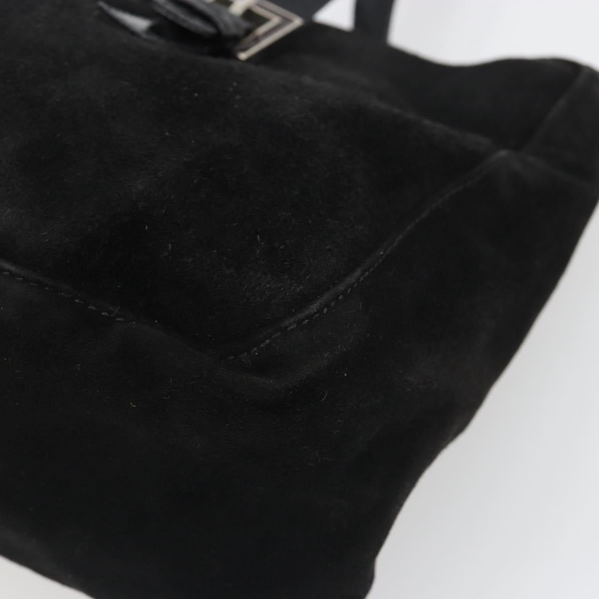 FENDI Hand Bag Suede Black Silver Auth mr2611A