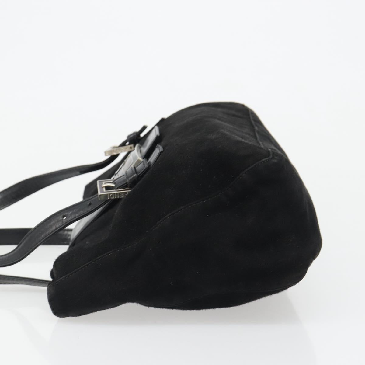 FENDI Hand Bag Suede Black Silver Auth mr2611A