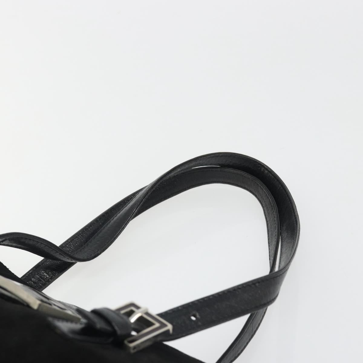 FENDI Hand Bag Suede Black Silver Auth mr2611A