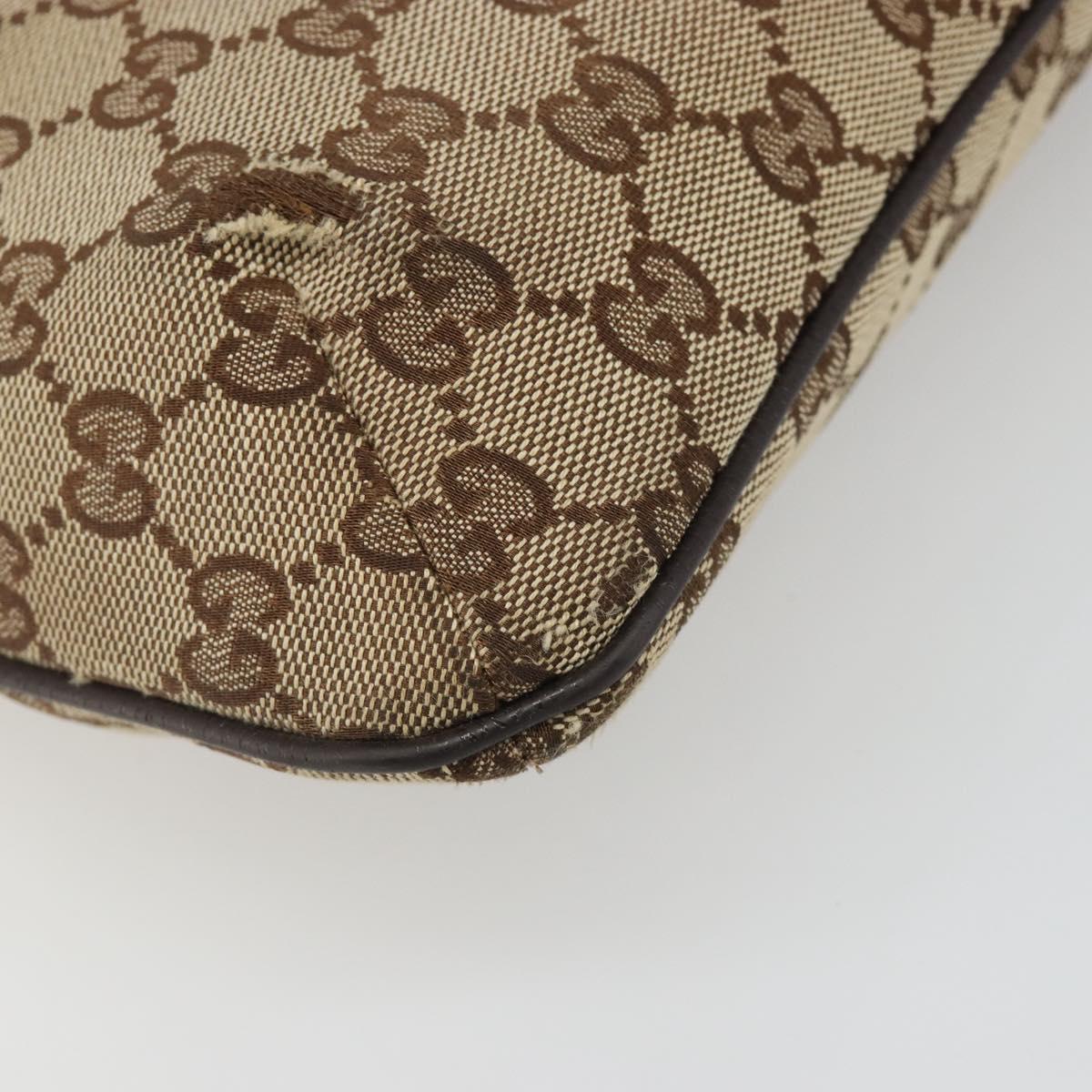 GUCCI GG Canvas Web Sherry Line Shoulder Bag Beige Silver 189749 Auth mr2613