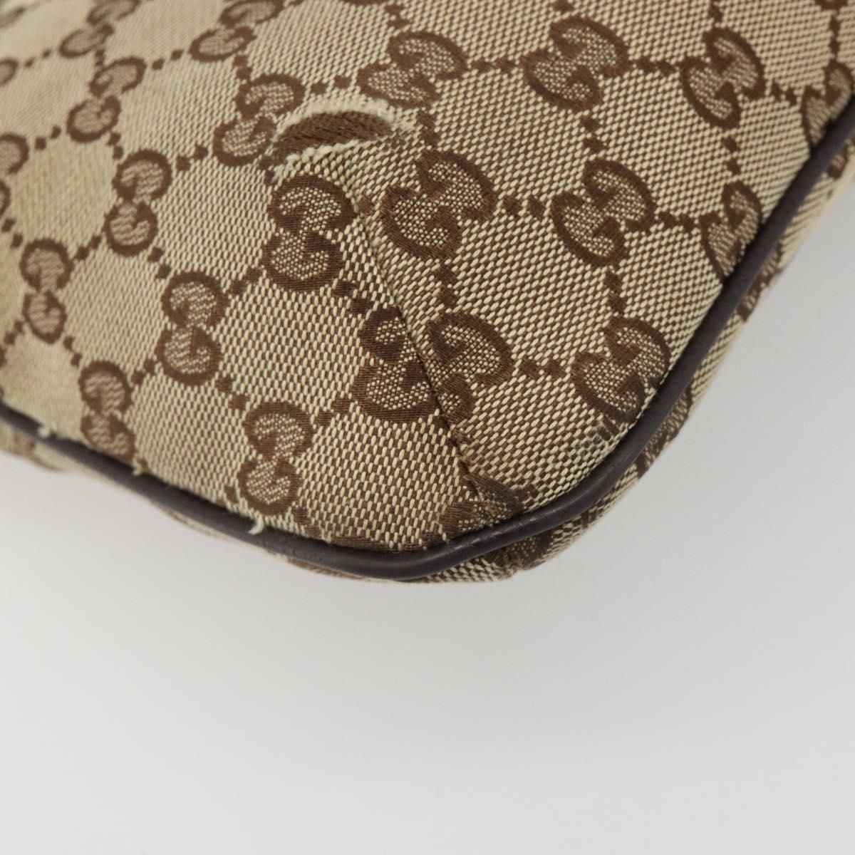 GUCCI GG Canvas Web Sherry Line Shoulder Bag Beige Silver 189749 Auth mr2613