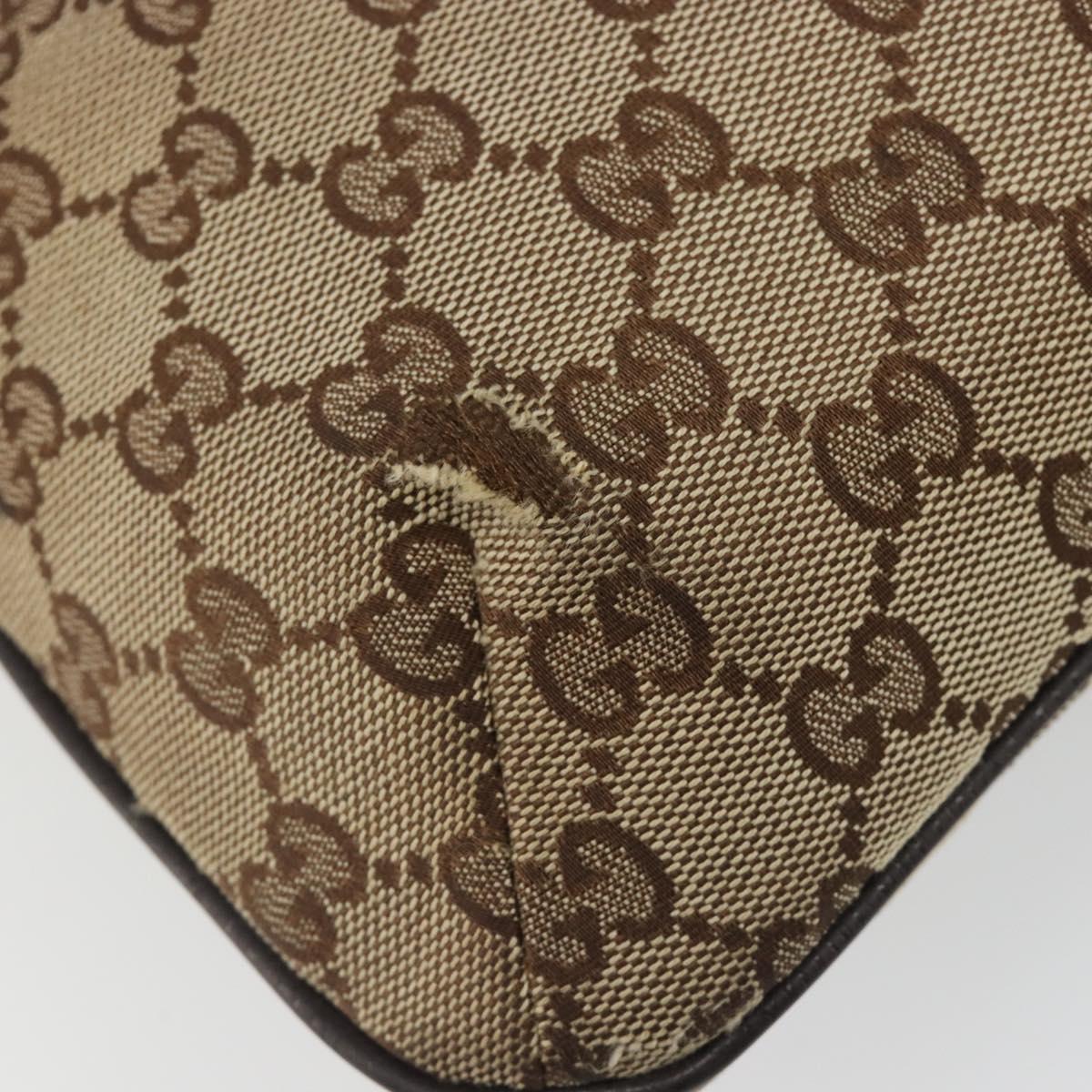 GUCCI GG Canvas Web Sherry Line Shoulder Bag Beige Silver 189749 Auth mr2613