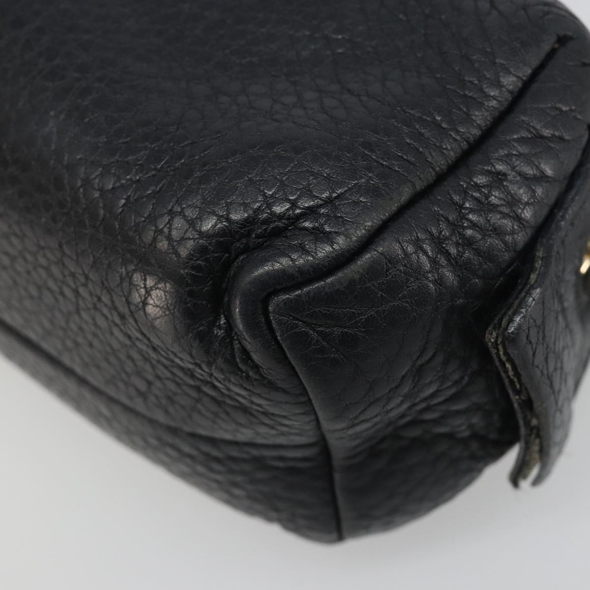 GUCCI Soho GG Pouch Leather Black Gold 308634 Auth mr2614