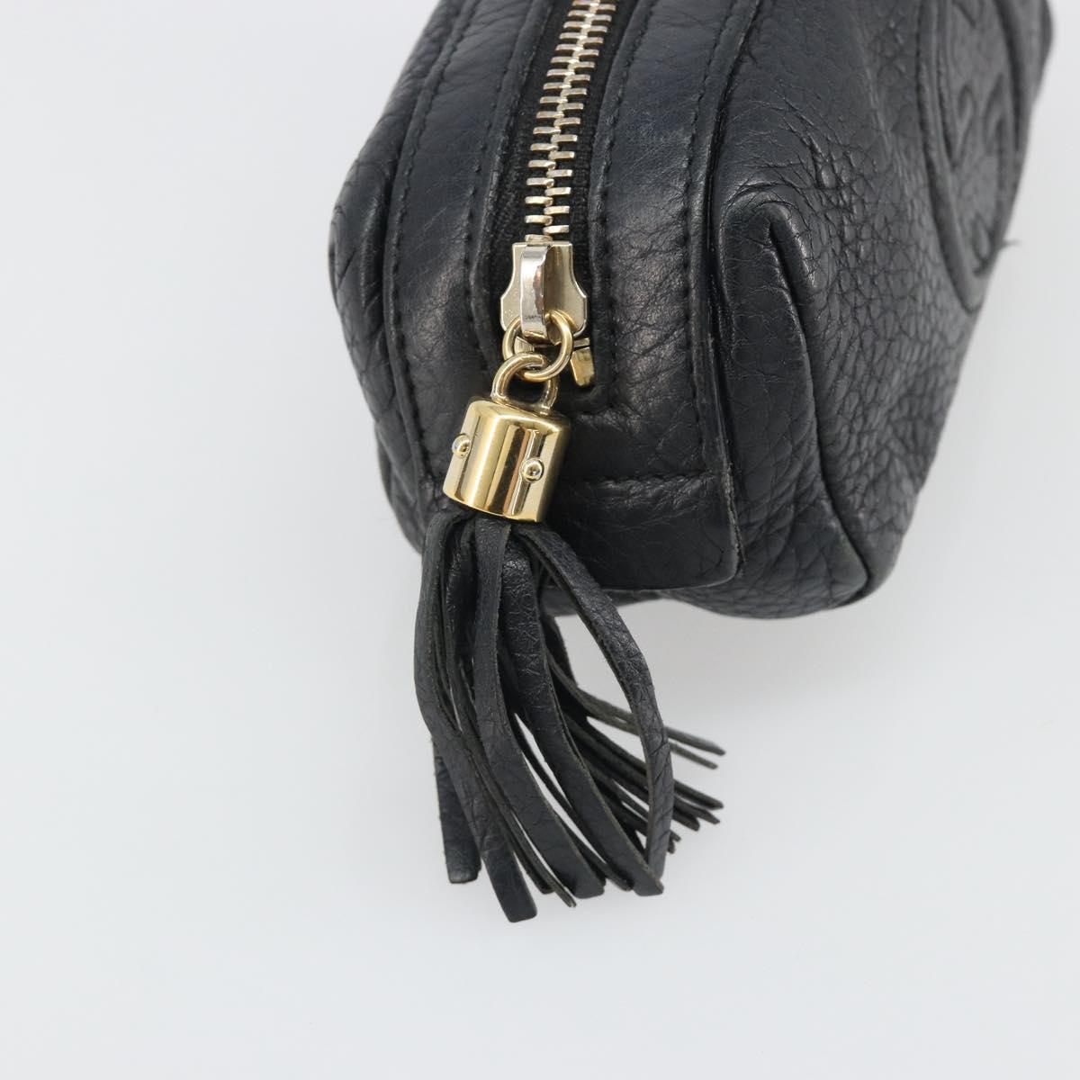 GUCCI Soho GG Pouch Leather Black Gold 308634 Auth mr2614