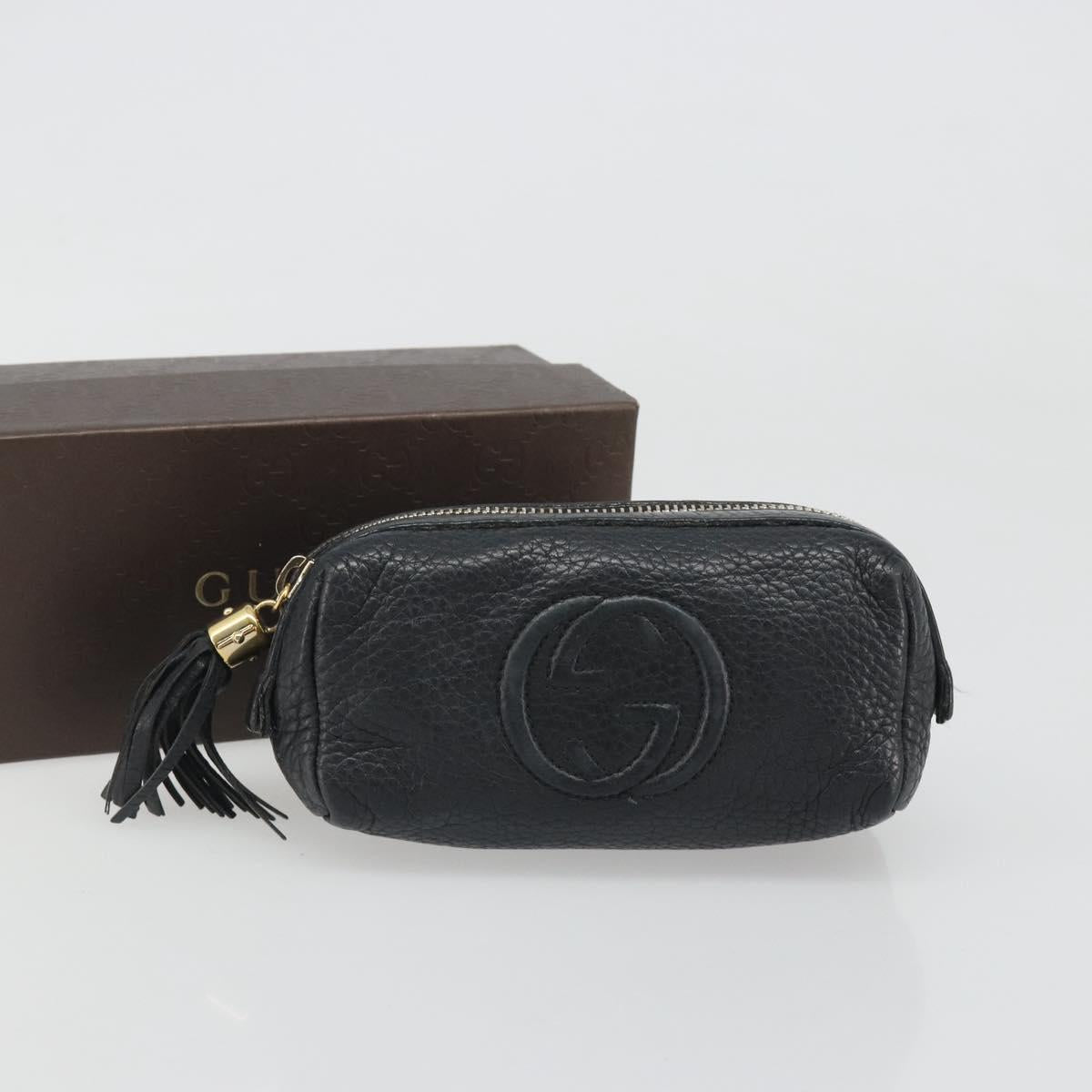 GUCCI Soho GG Pouch Leather Black Gold 308634 Auth mr2614