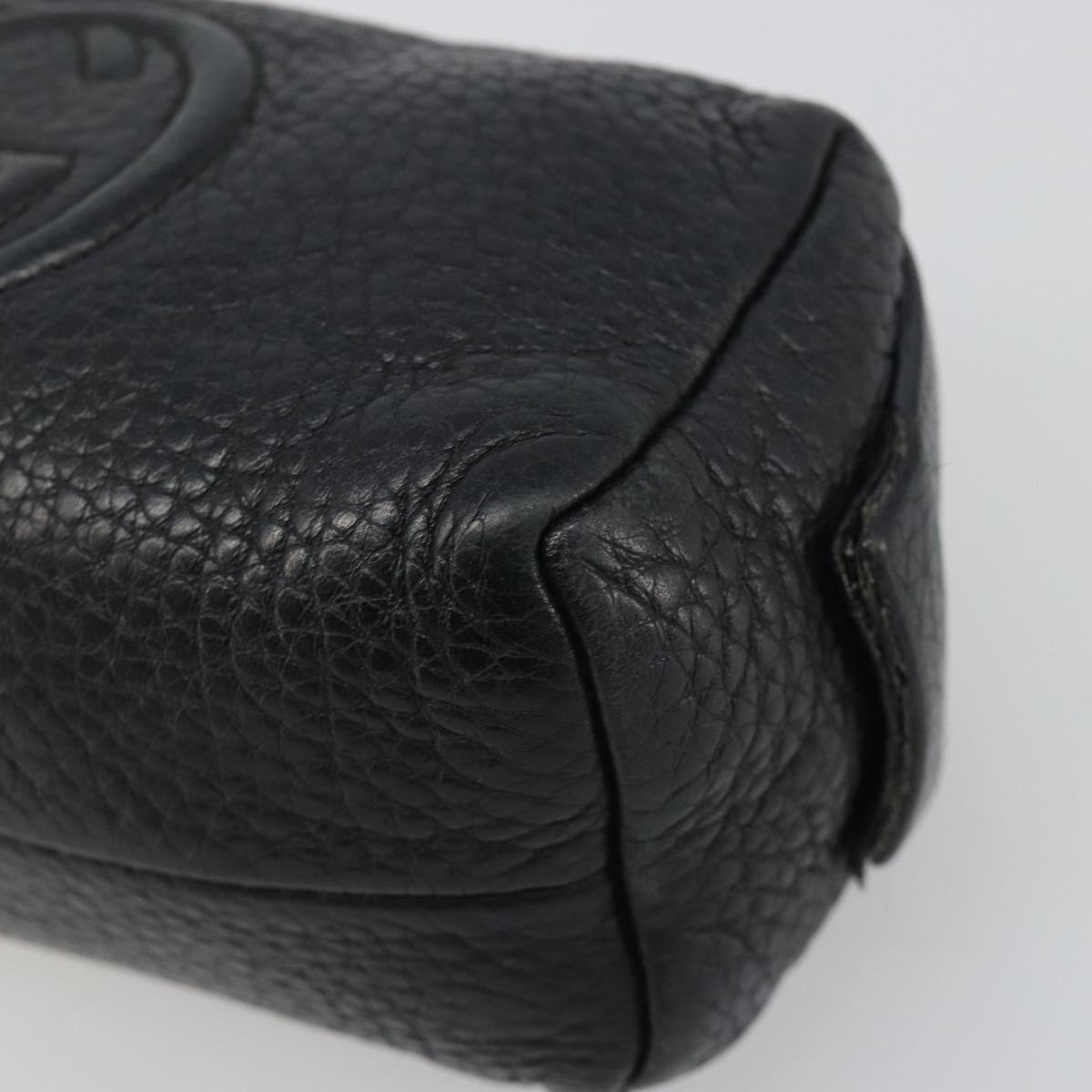 GUCCI Soho GG Pouch Leather Black Gold 308634 Auth mr2614