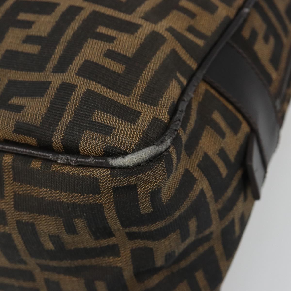 FENDI Zucca Canvas Hand Bag Black Brown Auth mr2615A
