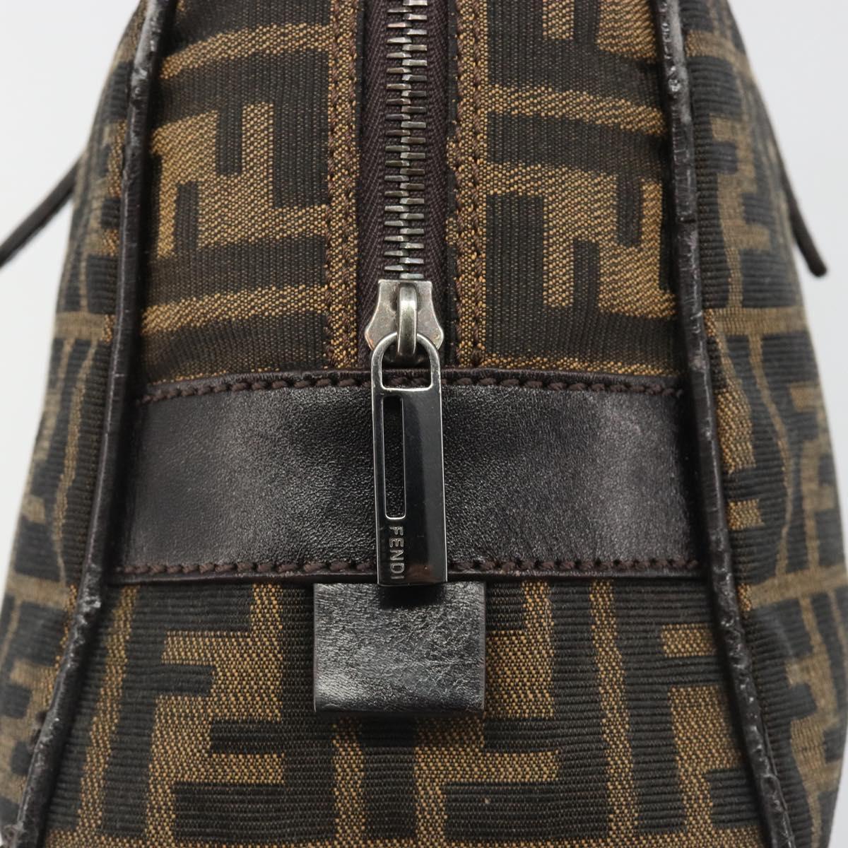 FENDI Zucca Canvas Hand Bag Black Brown Auth mr2615A