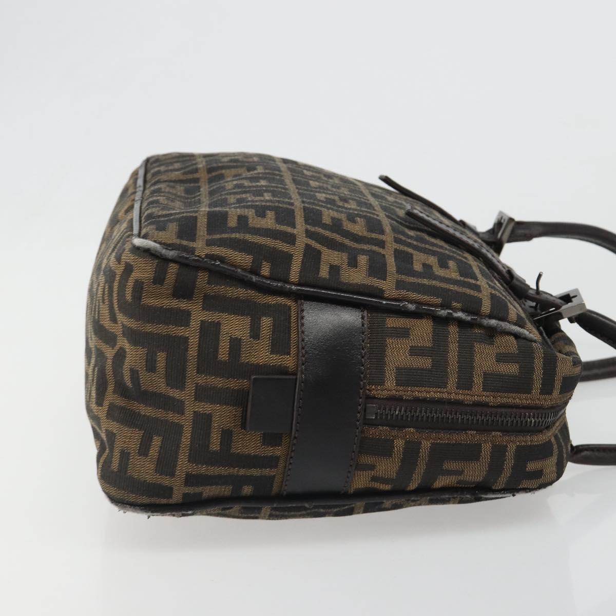 FENDI Zucca Canvas Hand Bag Black Brown Auth mr2615A