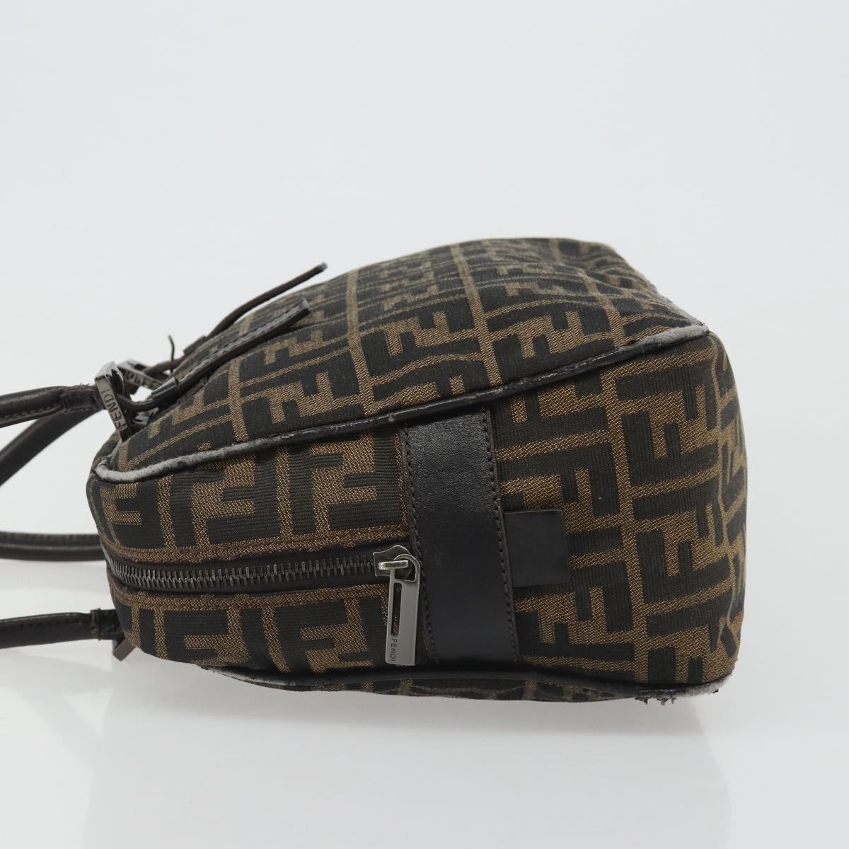 FENDI Zucca Canvas Hand Bag Black Brown Auth mr2615A