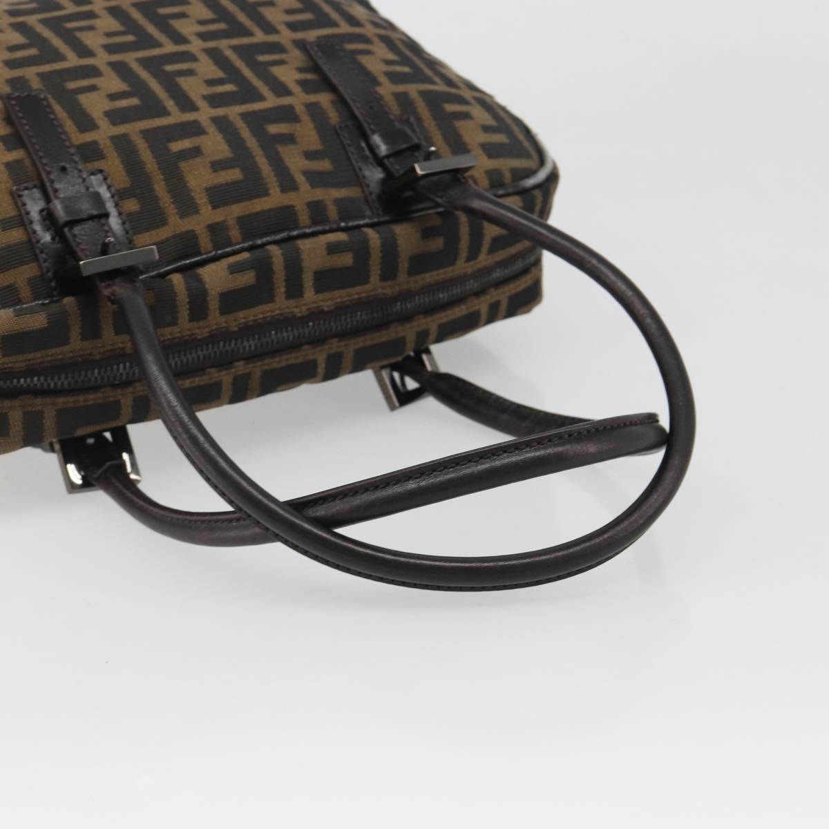 FENDI Zucca Canvas Hand Bag Black Brown Auth mr2615A
