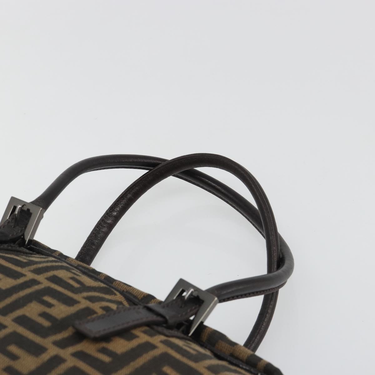 FENDI Zucca Canvas Hand Bag Black Brown Auth mr2615A