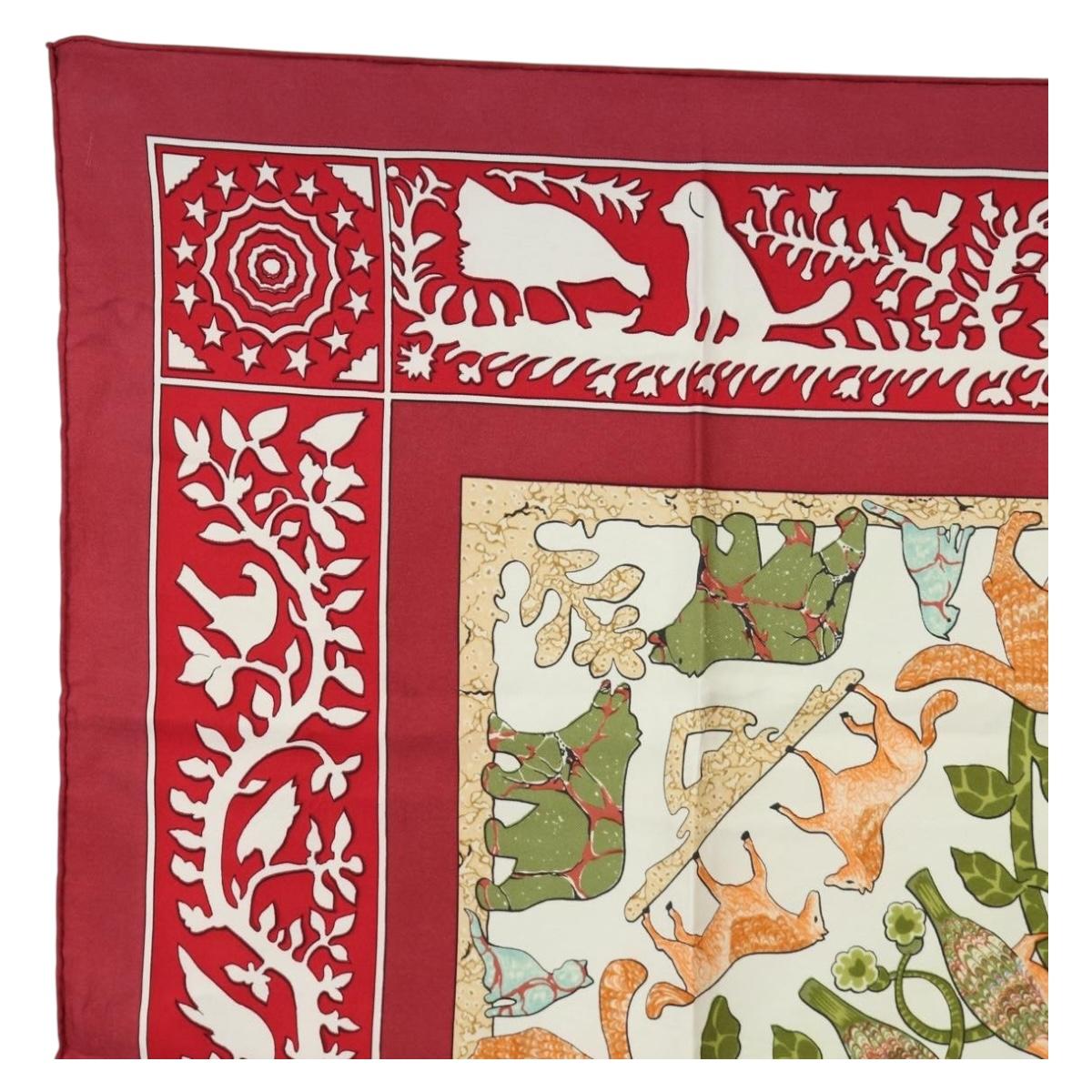 HERMES Carre 90 Scarf Silk Red Auth mr2616
