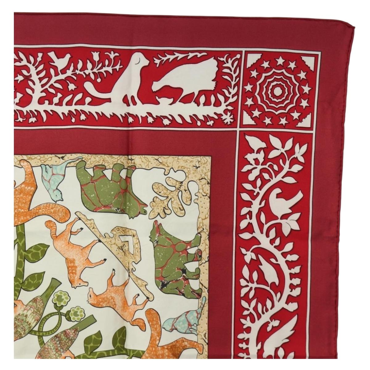 HERMES Carre 90 Scarf Silk Red Auth mr2616