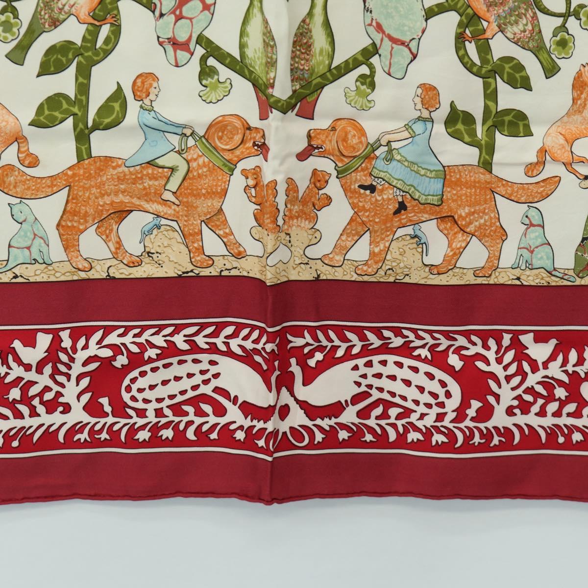 HERMES Carre 90 Scarf Silk Red Auth mr2616