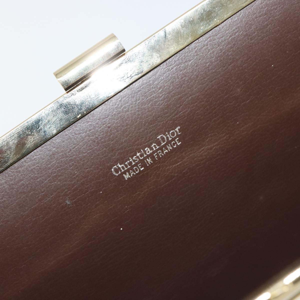Christian Dior Clutch Bag Leather Brown gold Auth mr2617A