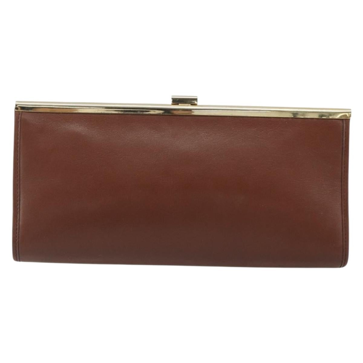 Christian Dior Clutch Bag Leather Brown gold Auth mr2617A