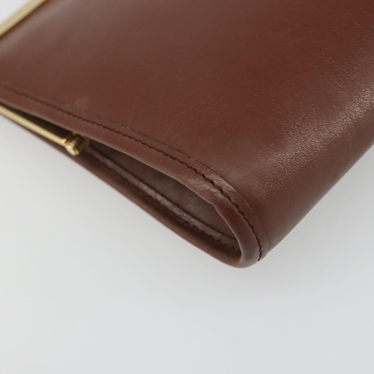 Christian Dior Clutch Bag Leather Brown gold Auth mr2617A