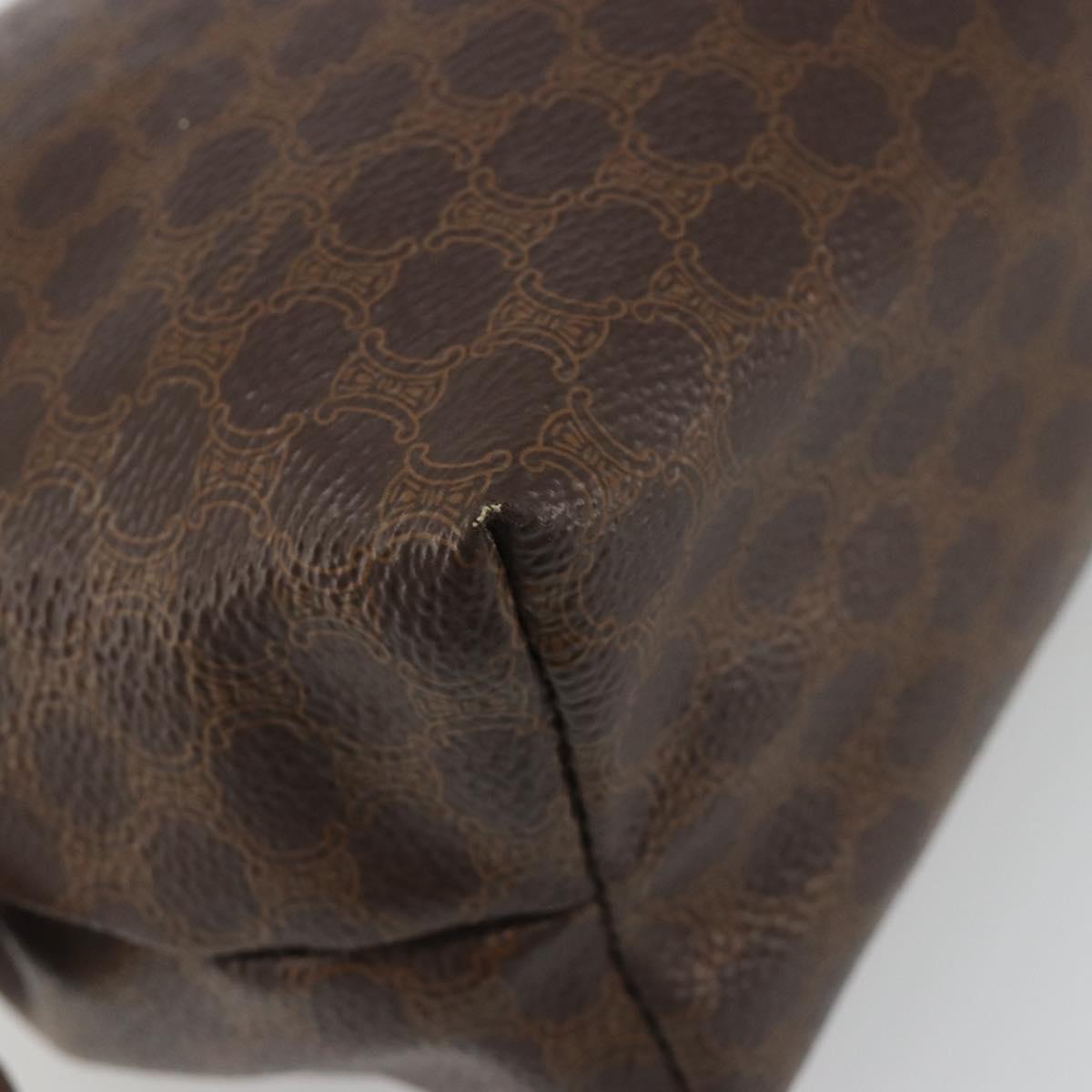 CELINE Macadam Canvas Clutch Bag PVC Leather Brown Gold Auth mr2620