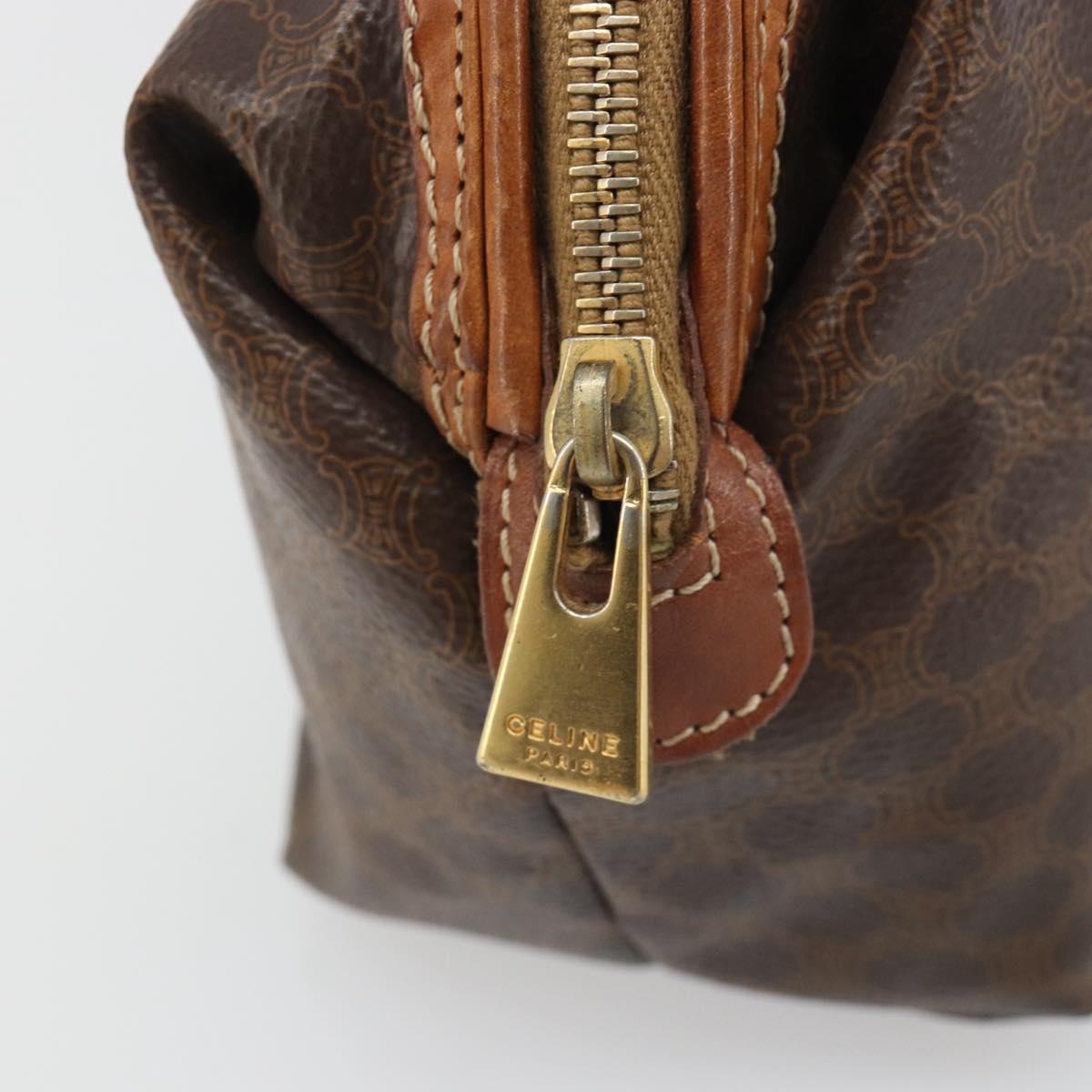 CELINE Macadam Canvas Clutch Bag PVC Leather Brown Gold Auth mr2620