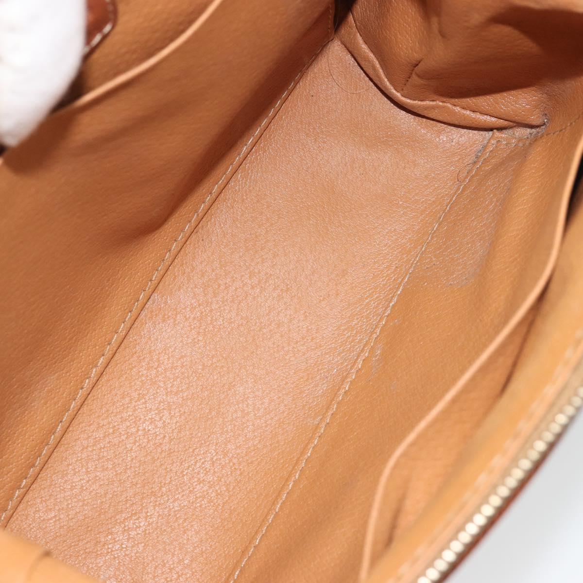 CELINE Macadam Canvas Clutch Bag PVC Leather Brown Gold Auth mr2620