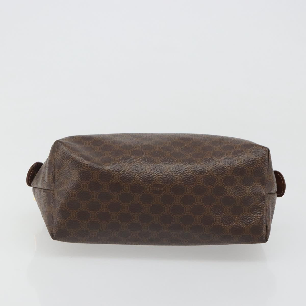 CELINE Macadam Canvas Clutch Bag PVC Leather Brown Gold Auth mr2620