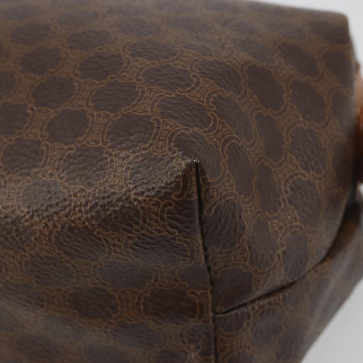 CELINE Macadam Canvas Clutch Bag PVC Leather Brown Gold Auth mr2620