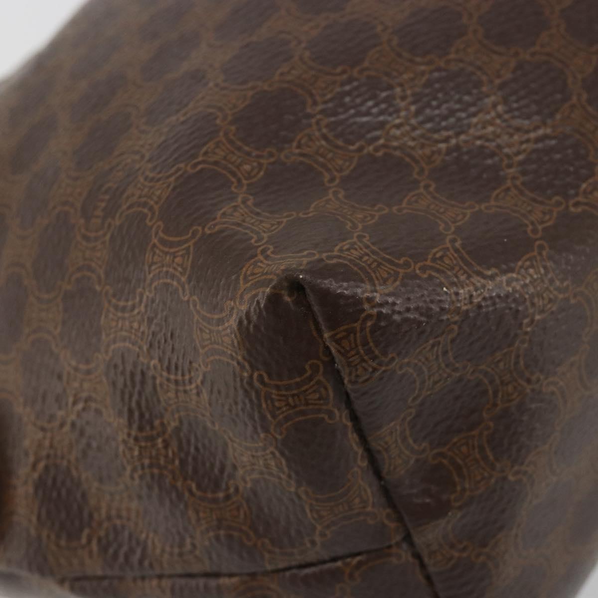 CELINE Macadam Canvas Clutch Bag PVC Leather Brown Gold Auth mr2620