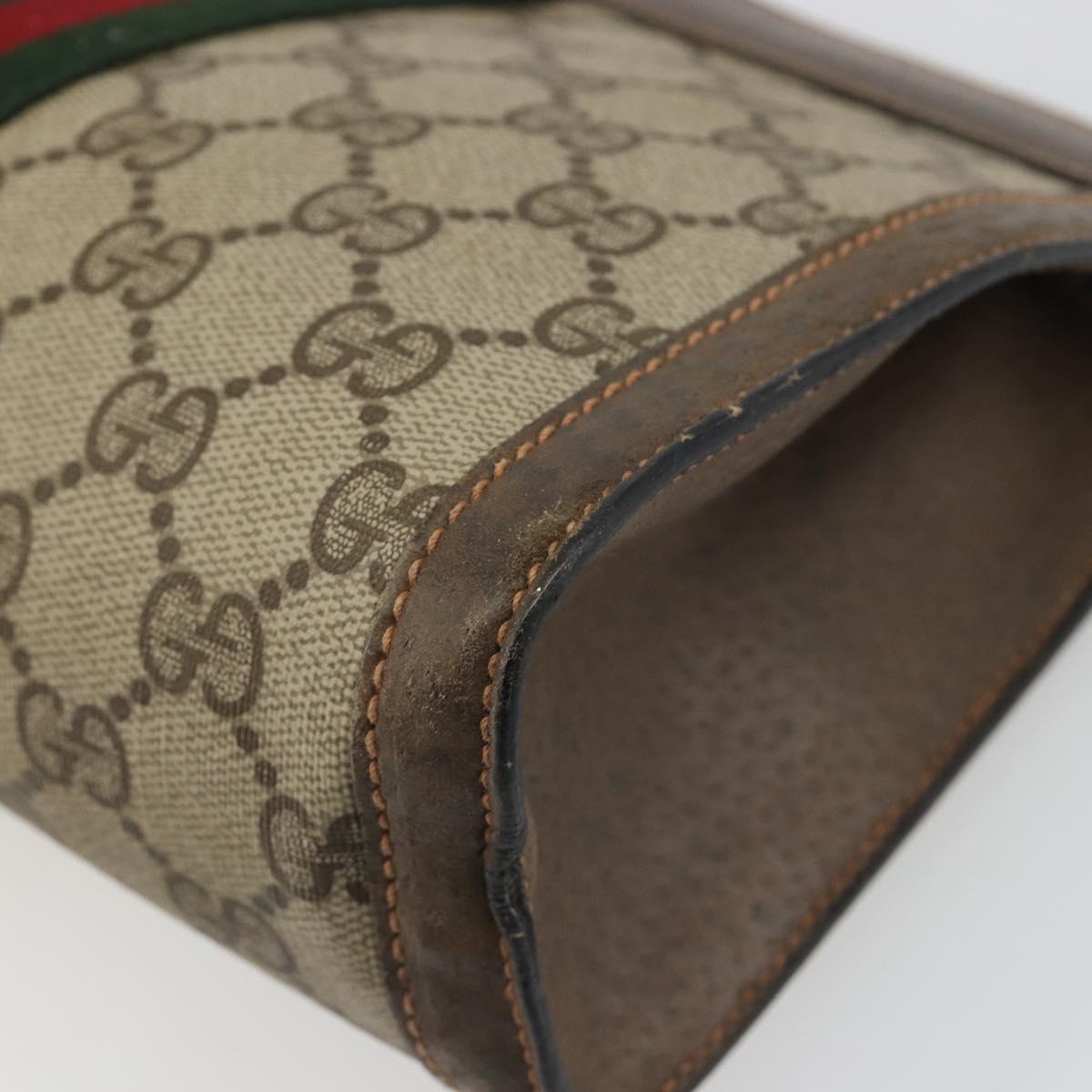 GUCCI GG Supreme Web Sherry Line Clutch Bag PVC Beige 89 01 001 Auth mr2624