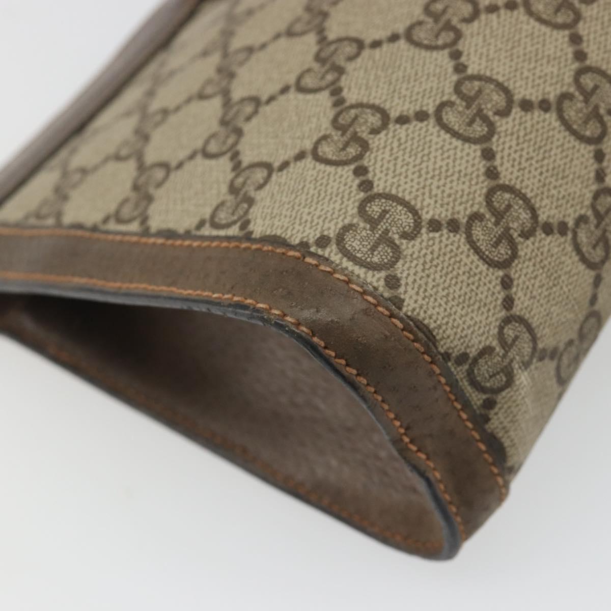 GUCCI GG Supreme Web Sherry Line Clutch Bag PVC Beige 89 01 001 Auth mr2624
