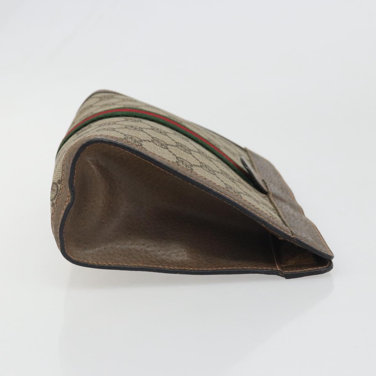 GUCCI GG Supreme Web Sherry Line Clutch Bag PVC Beige 89 01 001 Auth mr2624