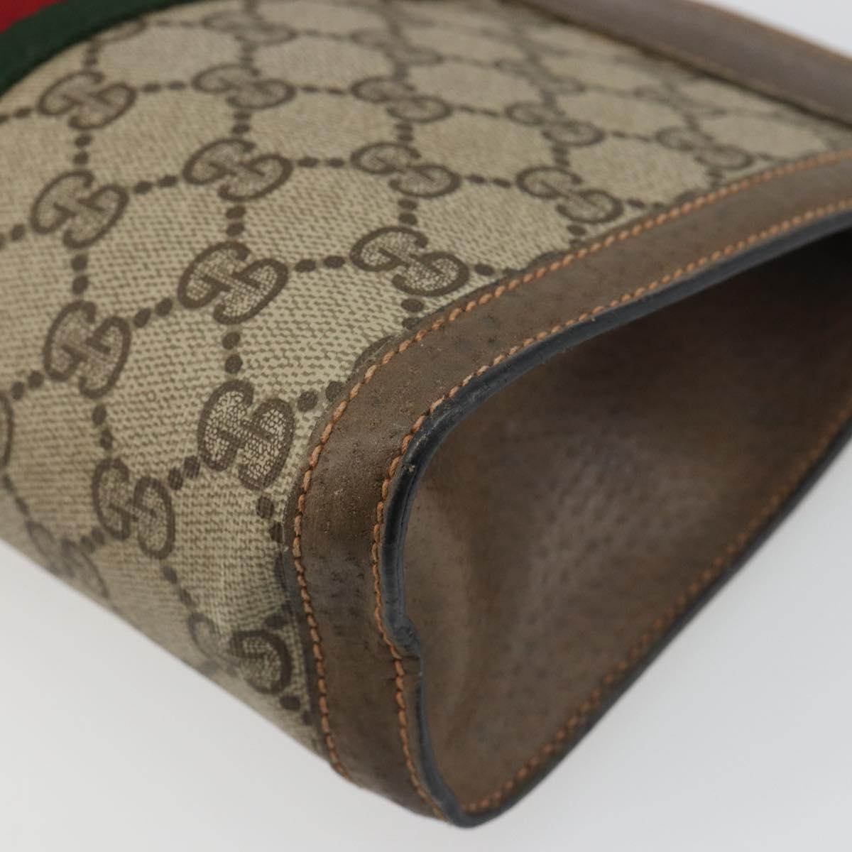 GUCCI GG Supreme Web Sherry Line Clutch Bag PVC Beige 89 01 001 Auth mr2624