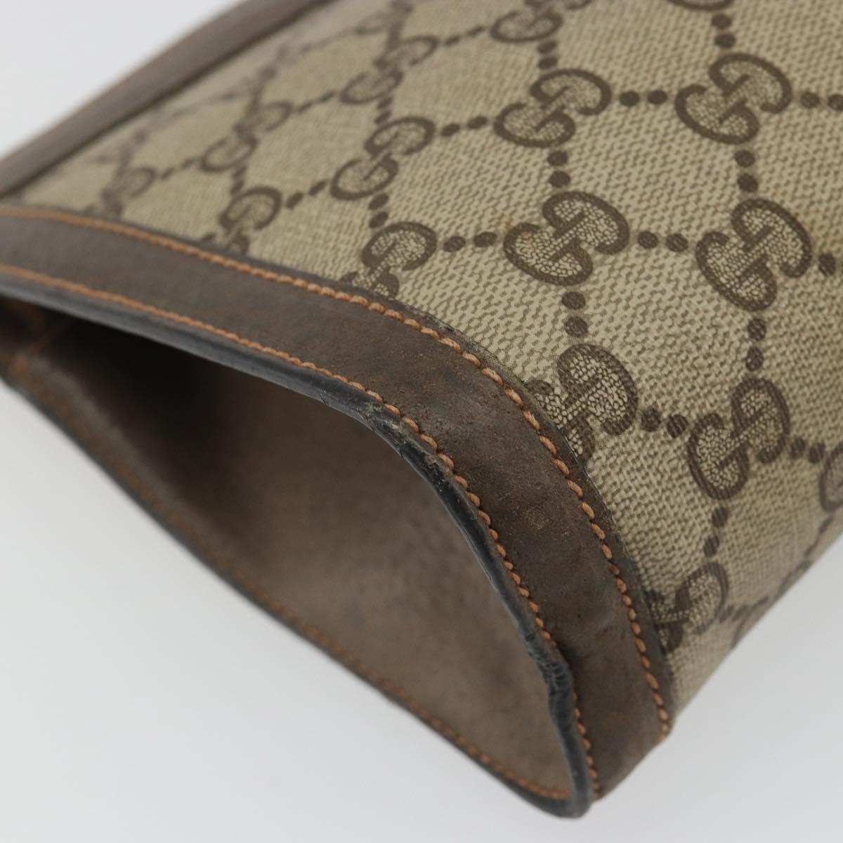 GUCCI GG Supreme Web Sherry Line Clutch Bag PVC Beige 89 01 001 Auth mr2624