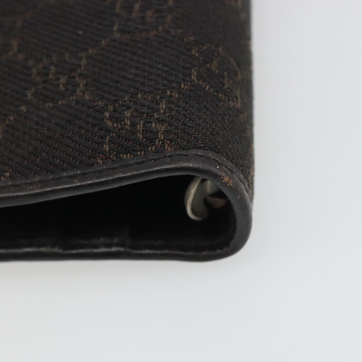 GUCCI GG Canvas Day Planner Cover Brown Silver Auth mr2627A