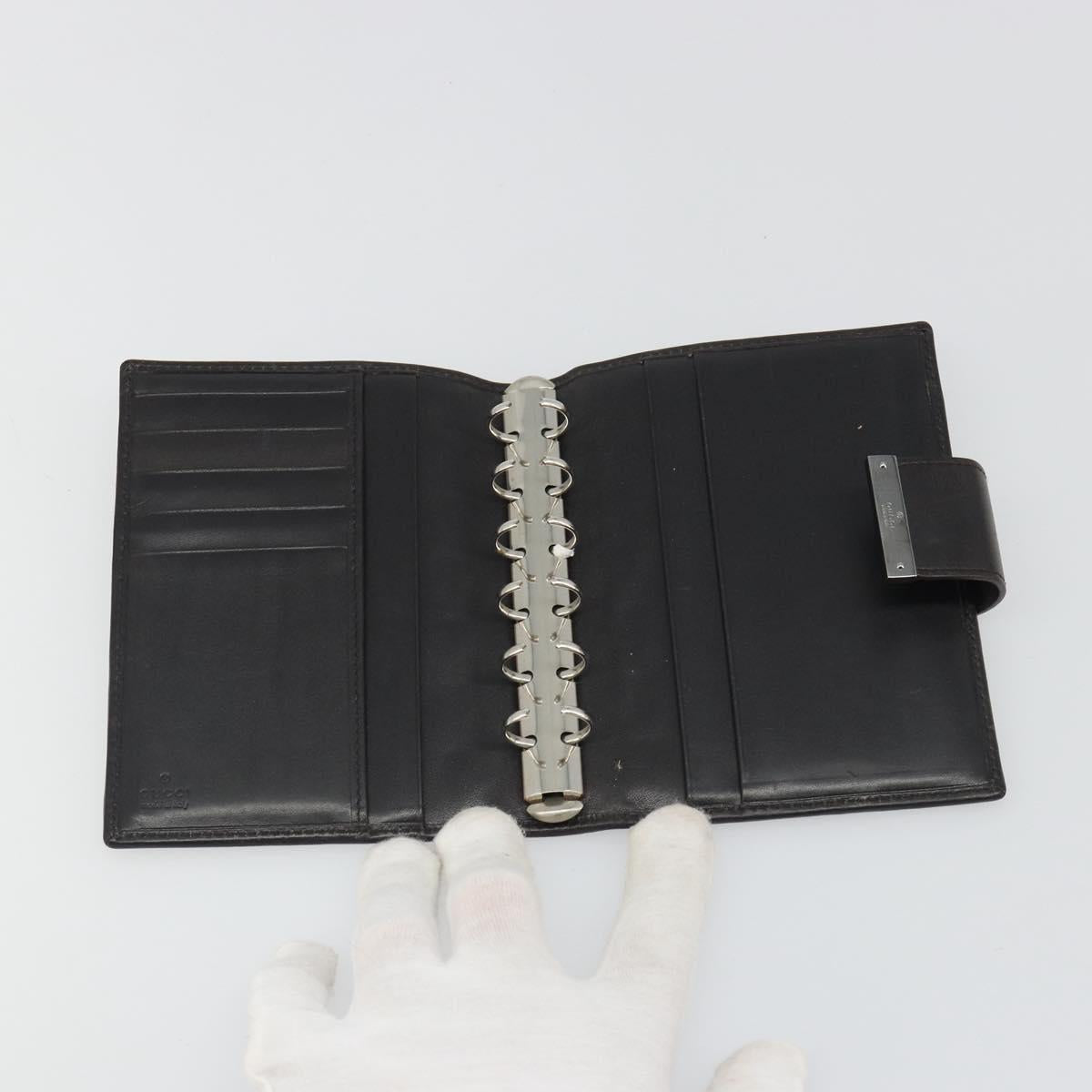 GUCCI GG Canvas Day Planner Cover Brown Silver Auth mr2627A