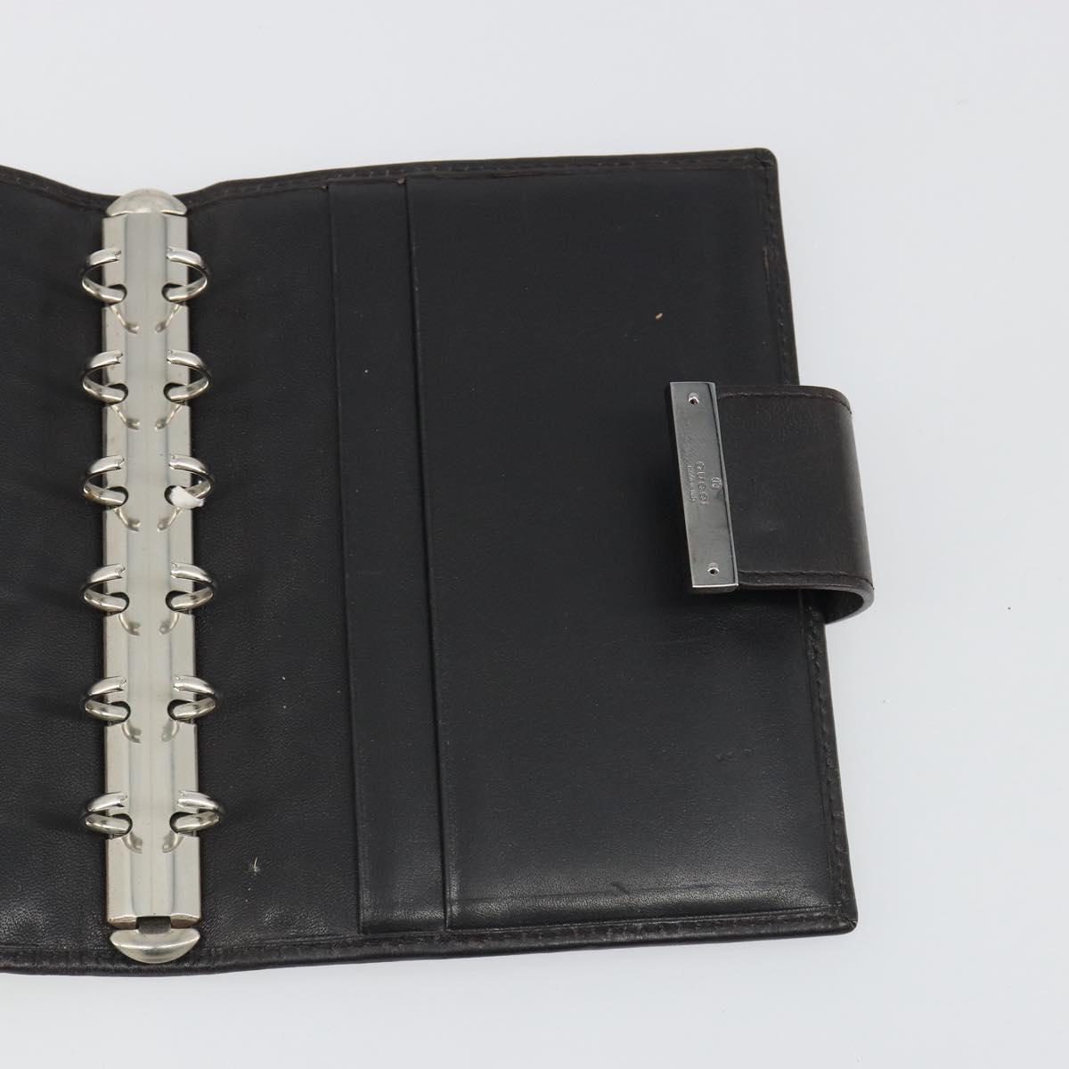 GUCCI GG Canvas Day Planner Cover Brown Silver Auth mr2627A