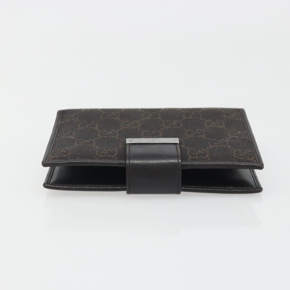 GUCCI GG Canvas Day Planner Cover Brown Silver Auth mr2627A