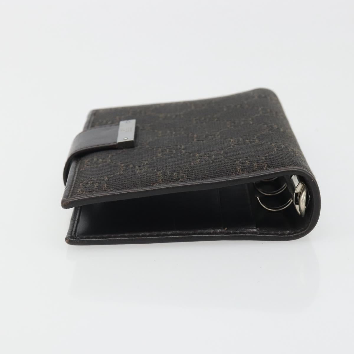 GUCCI GG Canvas Day Planner Cover Brown Silver Auth mr2627A