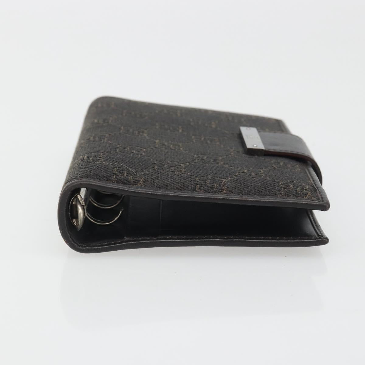 GUCCI GG Canvas Day Planner Cover Brown Silver Auth mr2627A