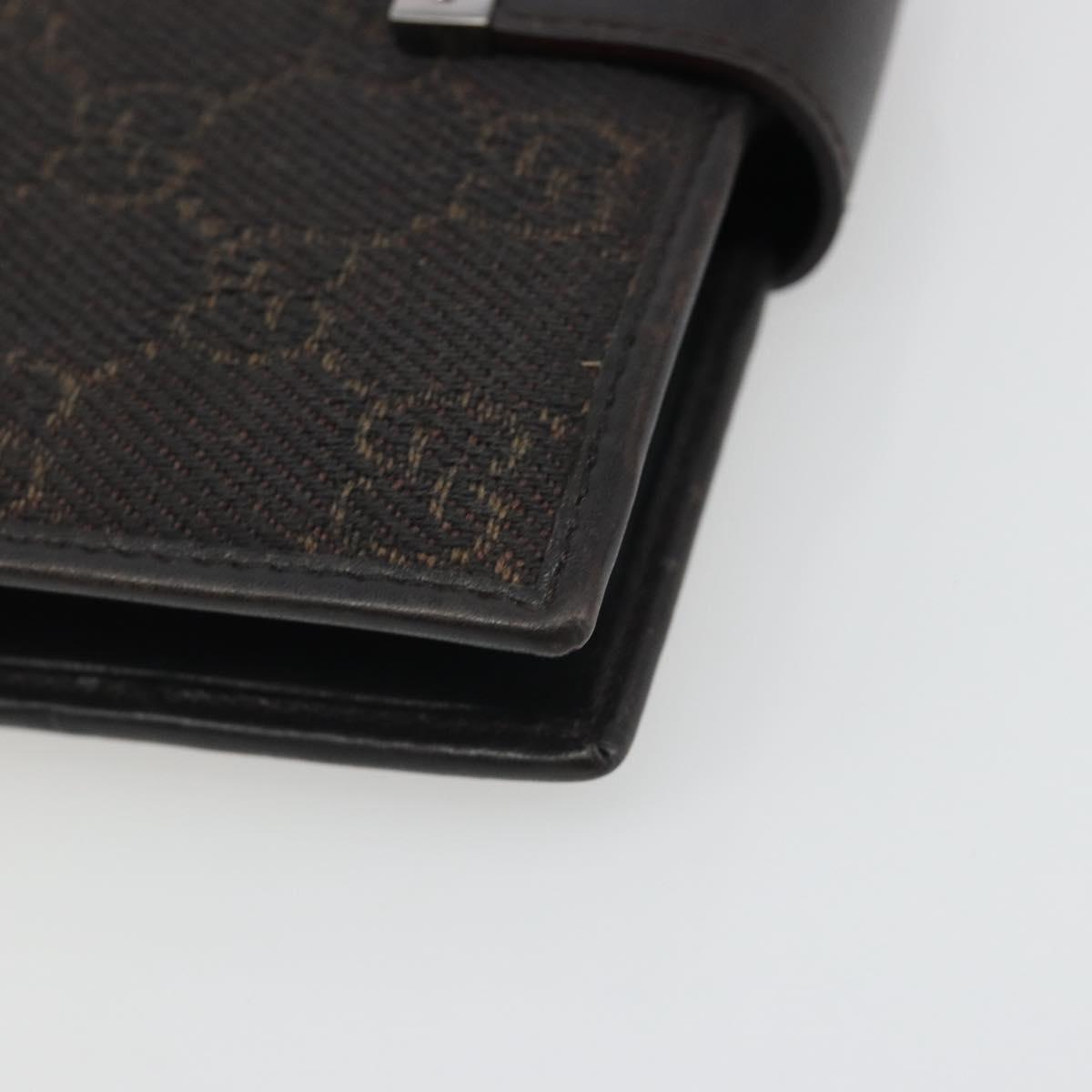 GUCCI GG Canvas Day Planner Cover Brown Silver Auth mr2627A