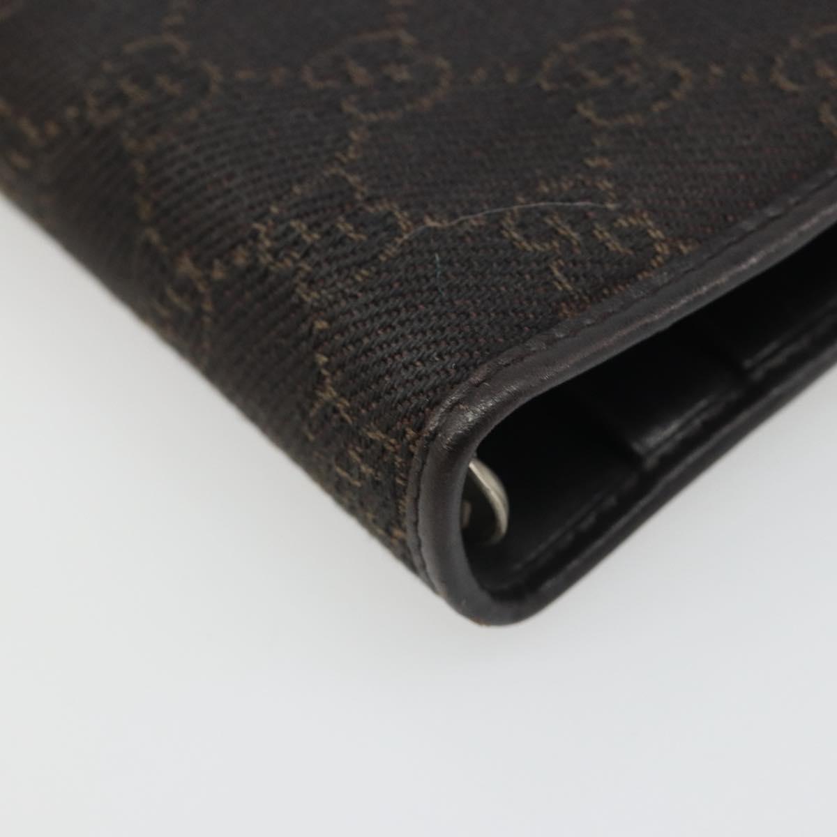GUCCI GG Canvas Day Planner Cover Brown Silver Auth mr2627A