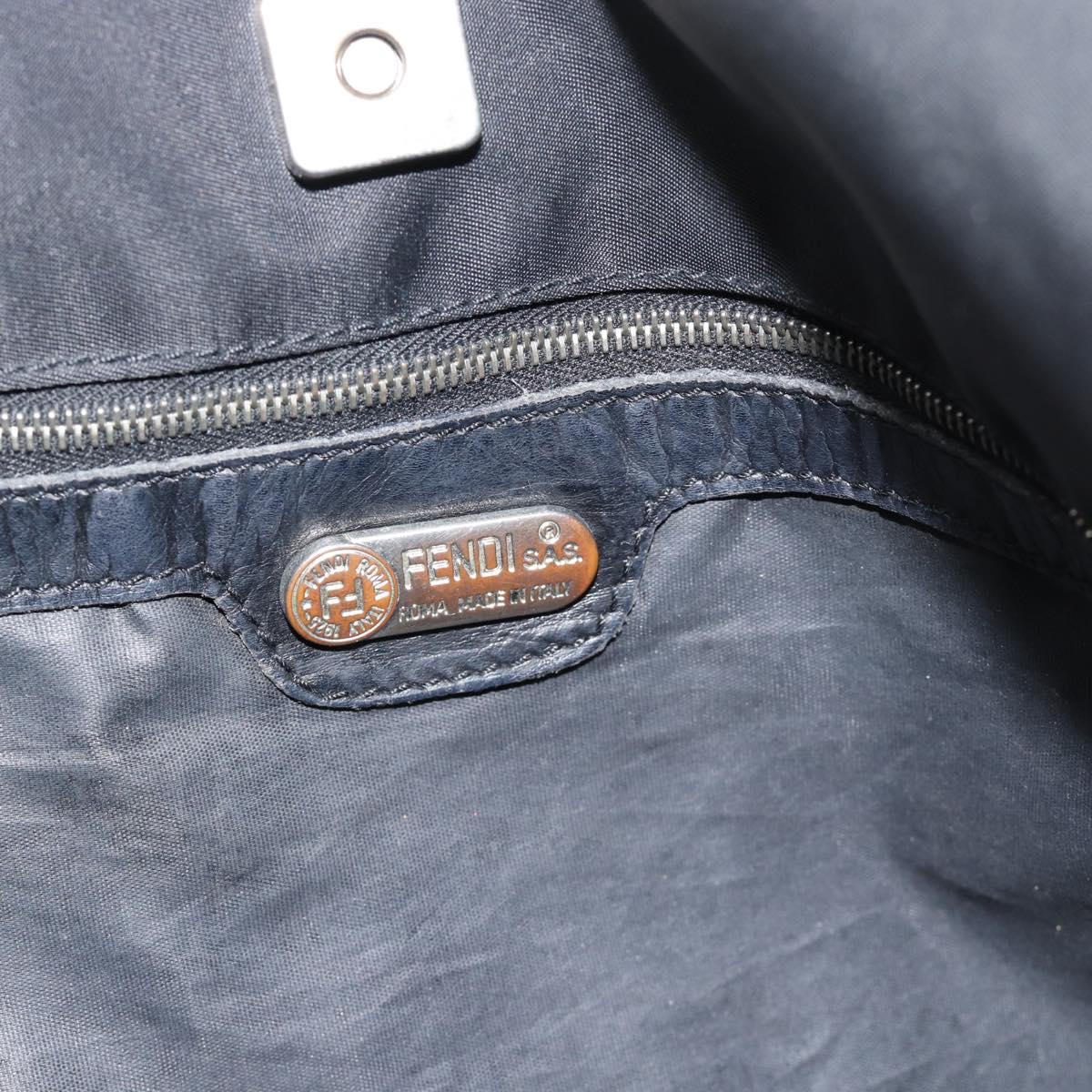 FENDI Shoulder Bag Nylon Black Silver Auth mr2630