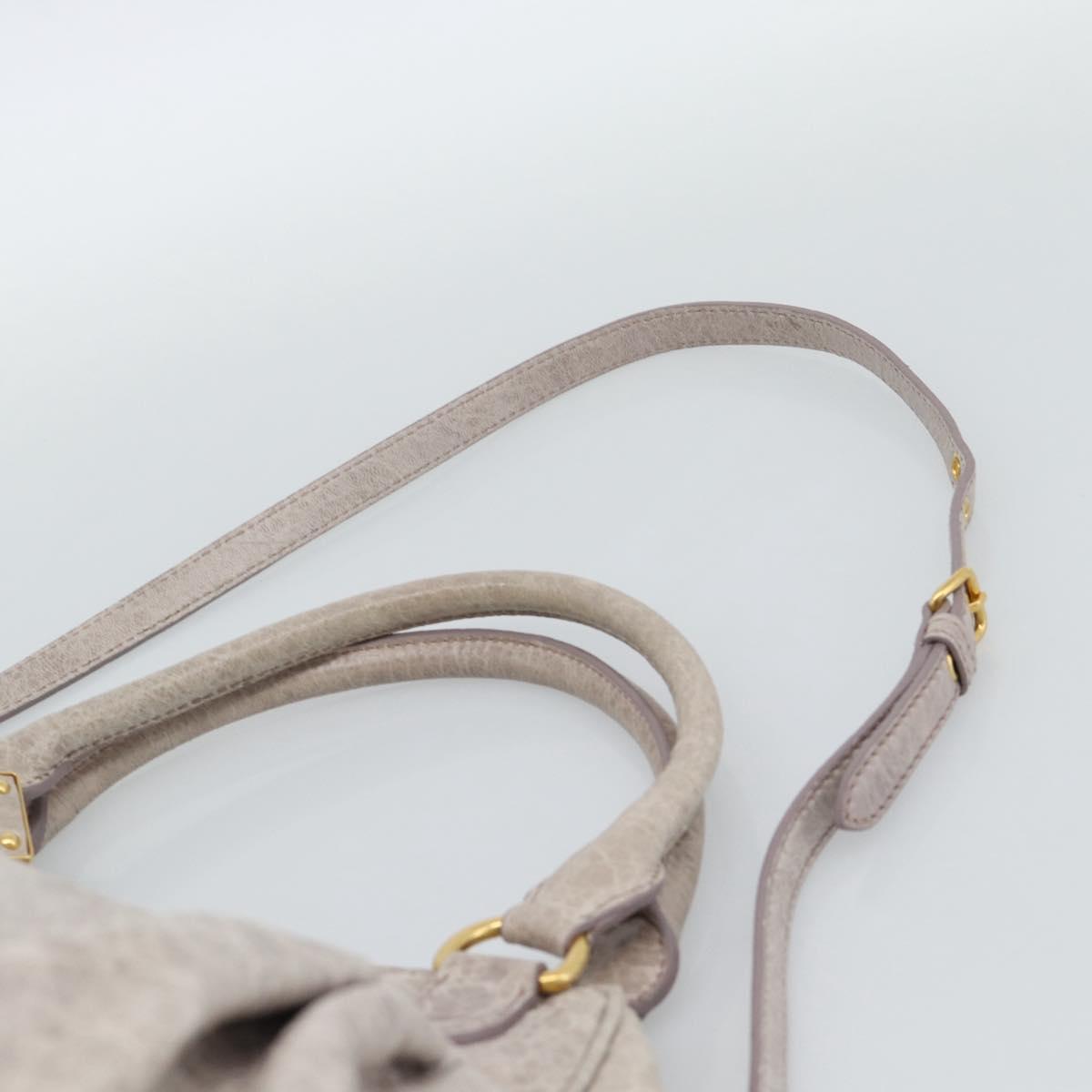 Miu Miu Hand Bag Leather 2way Beige Pink Gold Auth mr2631M