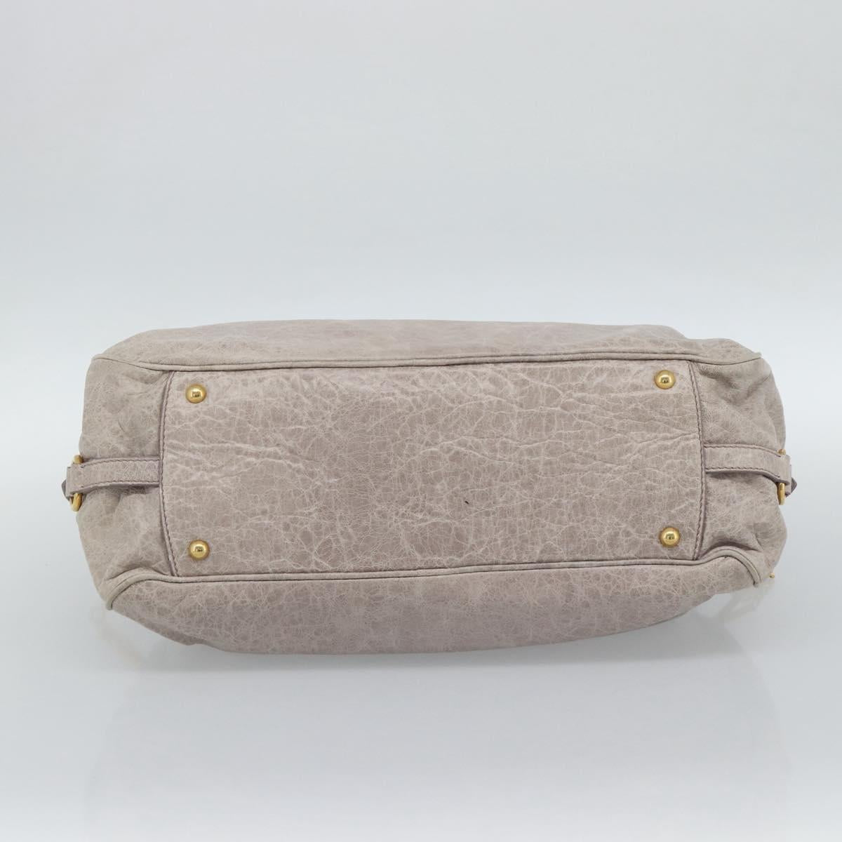 Miu Miu Hand Bag Leather 2way Beige Pink Gold Auth mr2631M