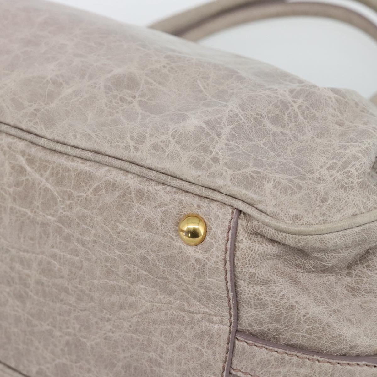 Miu Miu Hand Bag Leather 2way Beige Pink Gold Auth mr2631M
