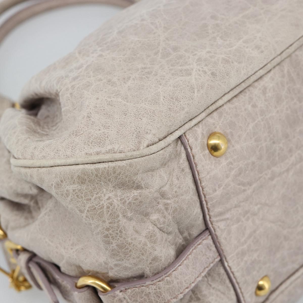 Miu Miu Hand Bag Leather 2way Beige Pink Gold Auth mr2631M