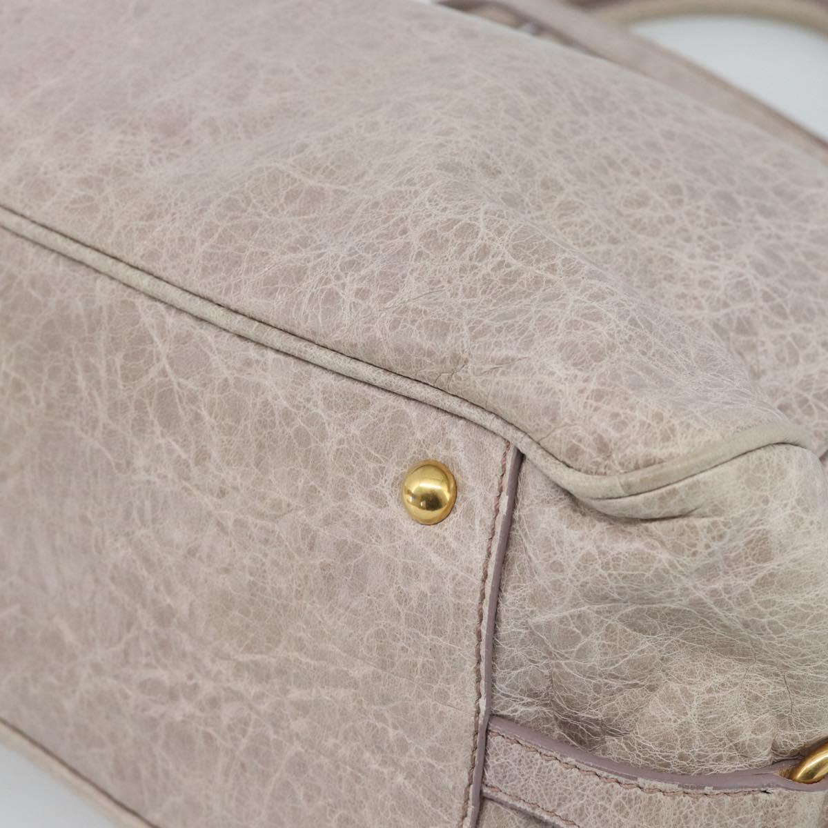 Miu Miu Hand Bag Leather 2way Beige Pink Gold Auth mr2631M