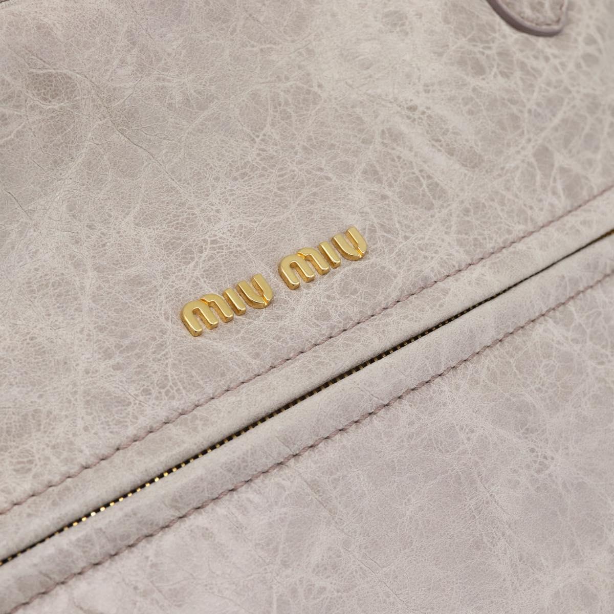 Miu Miu Hand Bag Leather 2way Beige Pink Gold Auth mr2631M