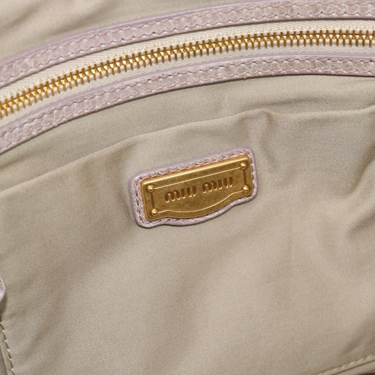 Miu Miu Hand Bag Leather 2way Beige Pink Gold Auth mr2631M