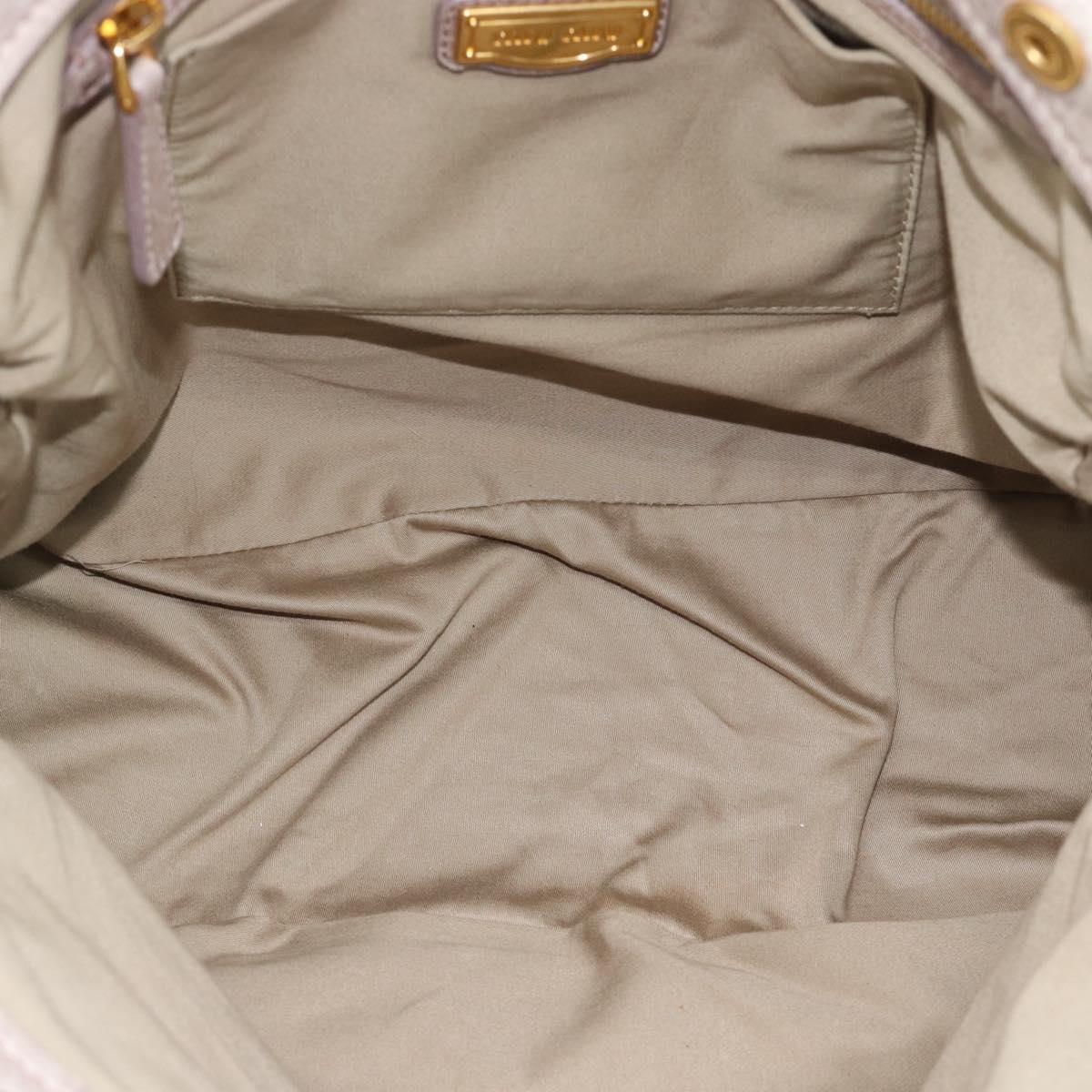 Miu Miu Hand Bag Leather 2way Beige Pink Gold Auth mr2631M